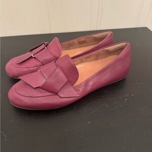 Fitflop Lena Knot Leather Flats Loafers Mules Lingonberry Purple Pink US 8 NWOB